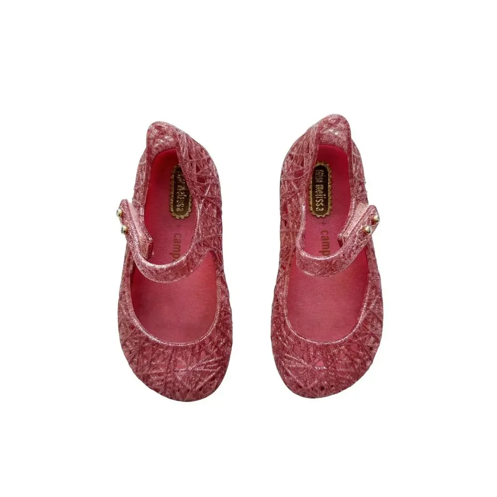 Mini Melissa Campana Pink Sparkle Flats Size 7c